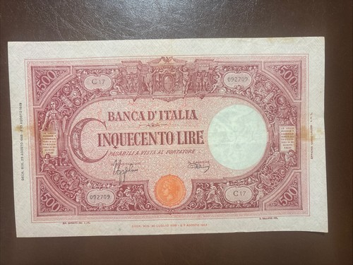 Banconota 500 lire - da, 23/08/43