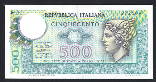 Biglietto stato 500 - biglietto, lire